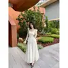 Vestido de Manga Larga Estilo Francés Elegante de Principios de Otoño para Mujer Cintura Ceñida Falda Larga con Volantes Adelgazante Atuendo Elegante Adelgazante para Viaje