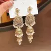 Pendientes Largos con Borla de Campana Estilo Indio Retro para Mujer Pendientes de Estilo Étnico Exótico Bohemio Pendientes de Moda
