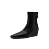 Botines super elásticos para mujer, con tacón de cuña, ajuste ceñido, nuevo estilo otoño/invierno, punta cuadrada, cremallera trasera, tacón medio, botines cortos de moda para mujer, talla 40