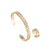 Moda Transfronteriza Europea y Americana Versátil Forma de Panal Incrustaciones de Circonita Lujo Ligero Nicho Anillo Abierto de Panal Set de Joyería para Mujer Venta al por Mayor
