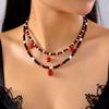 Colares Camadas Halloween Estilo Europeu e Americano Transfronteiriço Novo Estilo Camadas Contraste de Cor Estilo Maligno Colar com Pingente de Fantasma Caveira
