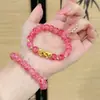 Pulsera Rosa de Cristal de Fresa Pixiu de Aleación para Mujer Regalo de Día de la Madre Cumpleaños