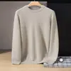 Suéter de cachemira estilo bebé para hombre, cuello alto medio, color liso, tejido grueso, casual y apto para negocios, capa base suave y cómoda