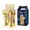 Amazon Western Cuatro Platos Principales de Acero Inoxidable Juego de 24 Piezas 1010 Vajilla Transfronteriza Soporte para Cuchillos Set de Caja de Regalo Productos