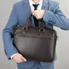Maletín para hombre, bolso de mano de piel de vaca de primera capa, bolso informal de negocios para ordenador, bolso cruzado de cuero genuino, bolso de archivo A4