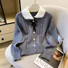 Nuevo suéter de punto para mujer de otoño e invierno, estilo transfronterizo, con cuello de muñeca y lazo de encaje, top elegante y de alta gama estilo francés