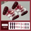 Uñas postizas ponibles con un toque de alta gama, populares en línea, manicura de lazo, lindo diseño de corazón girly, uñas estilo dulce y puro deseo