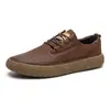 Zapatos de Cuero de Talla Grande Transfronterizos 2026 Nuevo Estilo Zapatos Casuales para Hombre, Superficie de Cuero, Suela Plana, Antideslizantes, Caña Baja, Zapatos para Papá de Mediana Edad, Tenis