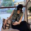 Chaleco Corto de Mezclilla para Mujer Diseño Vintage Estilo Hong Kong Verano Nueva Moda Top sin Mangas Chaleco Chaqueta de Moda