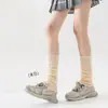Calcetines de Punto de Color Sólido, Calcetines de Lana, Calcetines de Felpa, Calcetines Estilo JK Japonés, Calcetines hasta la Pantorrilla, Calcetines Lolita de Media Pantorrilla, Calcetines para Piernas Y2K
