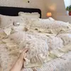Cubierta de Cama de Terciopelo Tejido Grueso de Invierno Antideslizante Juego de Cuatro Piezas de Terciopelo de Leche Funda de Edredón de Terciopelo de Gato Perezoso Ultra Suave Pieza Única Antiestática