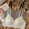 Ropa interior rayada dulce de moda Sin marcas Sujetador superior Push-up de cierre lateral Sujetador de espalda en U Belleza Levantador de espalda
