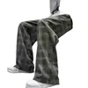 Calça casual xadrez de veludo cotelê de alta qualidade para homens, calça reta quente de outono e inverno, calça casual larga retrô