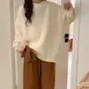 Suéter con Cuello Otoño Invierno 2026 Estilo Nuevo Holgado Retro Estilo Perezoso Color Sólido Suéter de Punto Grueso Suave Suéter de Manga Corta