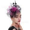 Tocados de plumas de Amazon Explosiones, accesorios para el cabello de novias europeas y americanas, tocados para festivales de carreras de caballos, tocado pequeño de malla retro