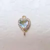 Pingente de Zircônia Banhado a Ouro Banhado a Cobre 18k Acessórios para Joias DIY Pulseira Coração Colar Material Artesanal Duplo para Pendurar