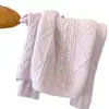 Suéter rosa suave de punto trenzado estilo coreano para mujer, otoño e invierno, diseño engrosado, único y de corte holgado, top de punto suave y cómodo