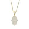 Collar con colgante de mano hamsa nuevo de comercio exterior europeo y americano, hip hop rap con circonitas incrustadas, joyería para hombre en stock al por mayor