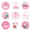 Hk060-T Decoración Navideña Pegatinas Redondas Copo de Nieve Rosa Sobre de Tarjeta de Felicitación Pegatinas Selladoras Autoadhesivas Invierno
