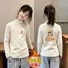 Camiseta de Manga Larga Otoño Invierno 2026 para Niñas, Camiseta Térmica de Forro Polar, Top Cálido Estilo Coreano con Volantes para Bebé, para Niños de Edad Media a Mayores