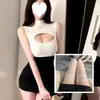 Uniforme de Secretária Sedutor e Sexy Estilo Puro Desejo Sem Tirar Ajustado ao Corpo, Camisola Tentação para Seios Pequenos, Saia Bodycon com Recortes, Conjunto Paixão