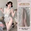 Puro Deseo Encaje de Lunares Lazo Uniforme de Sirvienta Lencería Sexy Conjunto Sexy Sin Quitarse Pijamas para Mujeres Encaje de Lunares