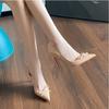 Sapatos de Salto Alto Sexy com Corte Lateral e Laço na Cor Nude para Mulheres 2026 Nova Coleção Primavera e Outono Bico Fino Salto Ultra-Fino Scarpins de Couro Verniz Vermelho