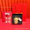Produto novo de ouro puro 999 com tema de desenho animado: chaveiro de ovelhinha fofa com símbolo de dinheiro, adorável pingente de ovelha lingote, presentes personalizados, atacado