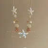 Pulseira Colorida Exagerada Estilo Havaiano Estrela do Mar Concha Pérola Liga Metálica Tendência de Feriado Acessórios de Corrente para Clavícula