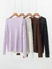 Novo suéter de cashmere outono e inverno para mulheres, blusa base de tricô com decote redondo vazado, suéter de cashmere casual moderno e versátil