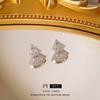 Pendientes de abanico de circonita con aguja de plata de Corea del Sur, pendientes ligeros de lujo de alta gama, pendientes de temperamento simple de nicho, venta al por mayor para mujeres