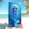 Toalla de Playa Temu Transfronteriza Más Vendida Lindo Dibujo Animado Estampado de Animales Marinos La Sirenita Toalla de Baño Infantil