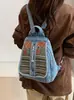 Yue Zi 2026 Otoño Temprano Nuevo Elegante Versátil Simple Casual Gran Capacidad Mezclilla Viaje Textura Retro Mochila