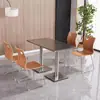 Juego de mesa y sillas para comida rápida, bar de snacks, tienda de fideos, cafetería escolar para estudiantes, comedor de empresa, comedor de fábrica, mesa y sillas de comedor de acero inoxidable