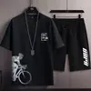 Traje de shorts de manga corta para hombre 2024 verano nuevo deportivo casual talla grande holgado Joker camiseta venta al por mayor comercio exterior