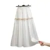 Falda de Estilo Étnico Primavera y Verano Nueva Elegante Falda de Línea A que Cubre la Entrepierna Bohemia Francesa Aspecto Adelgazante Ropa de Mujer