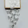 Decoración de mariposa de papel con simulación tridimensional 3D, accesorios de joyería de mariposa hueca tridimensional con textura metálica, pegatinas de pared para el hogar al por mayor