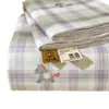 Lençol de cama espessado escovado de algodão puro Classe A 100% algodão xadrez de desenho animado conjunto de três peças duplo para dormitório de estudante