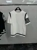 Fábrica Direta Camp Primavera e Verão Novo TB Bead Tecido Camiseta de manga curta Contraste Cor Quatro Barras Listrado Top All-match Trendy