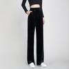 Pantalones de terciopelo finos de pierna ancha para mujer, nuevos para la primavera y el otoño de 2026, de cintura alta, talla grande, holgados, fluidos, casuales, largos para mujeres de talla grande