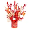 Kit de Materiales DIY Cubo de Bendición del Año Nuevo Chino, Frutas de la Fortuna, Fruta Roja de Acebo, Decoraciones de Año Nuevo, Adornos para Casa Nueva