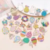 Nuevo Dibujo Animado Lindo Conejo Huevo de Pascua Goteo de Aceite Colgante de Aleación de Zinc Colgante Accesorios de Joyería para Pulsera DIY