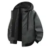 Nueva Chaqueta de Cuero PU con Capucha de Dos Piezas Falsas para Primavera y Otoño Chaqueta de Cuero para Ciclismo y Motocicleta para Hombre Estilo Retro Nostálgico de Calle Americana