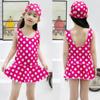 Traje de baño de buena tela + gorro de natación traje de baño para niños traje de baño de una pieza vestido de princesa Niños medianos y grandes Traje para niñas 5-13 años
