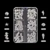 Rebites de Joias Transfronteiriços, Conchas de Madrepérola, Pérolas, Estrelas-do-Mar, Decorações Mistas para Nail Art com 6 Compartimentos, Decorações de Unhas Temáticas do Oceano, Strass