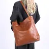 Bolsa tote atacado transfronteiriça para mulheres, bolsa de mão em couro macio, bolsa tote de moda vintage em couro encerado a óleo de grande capacidade