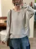 Outono Inverno 2026 Novo Retrô Solto Gola Redonda Simples Versátil Nicho Estiloso Chique Tricô Plissado Camada Base Feminino