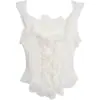 Camisola de Encaje para Mujer 2026 Nuevo Verano Blanca Sin Mangas Francesa Dulce y Picante Top para Mujer