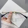 Armazón de gafas liso sin montura titanio puro ultraligero anti-luz azul polígono geométrico simple moda con grado ajustable
