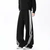 Pantalones de chándal de marca de moda con raya contrastante para hombre otoño retro americano holgados casuales vibe high street de pierna ancha hasta el suelo largos